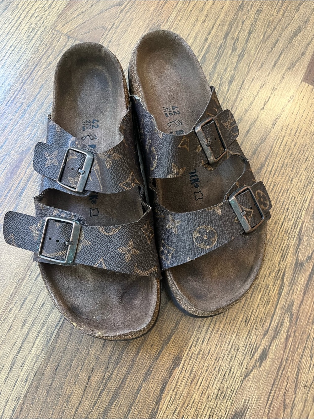 Louis Vuitton Birkenstock Monogram Double-Buckle Slide Sandals Sz 42 - Picture 7 of 11
